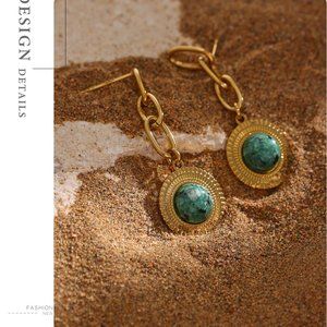 Natural Stone Drop Earrings Stylish Geometric Earrings